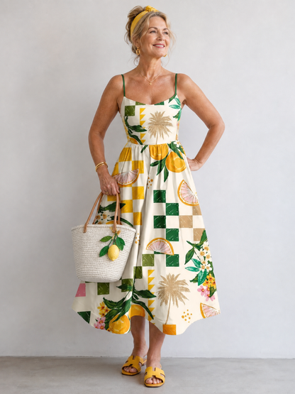 Wendy | Citrus Print Midi Dress