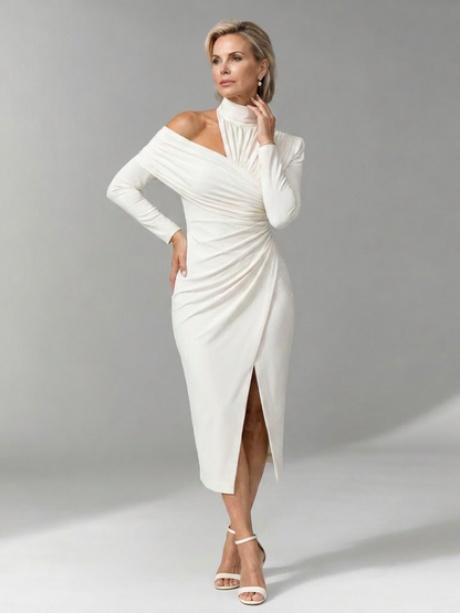 Constance | Blue High-Neck Midi Dress