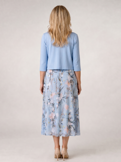 Denise | Floral Print Midi Dress with Matching Bolero