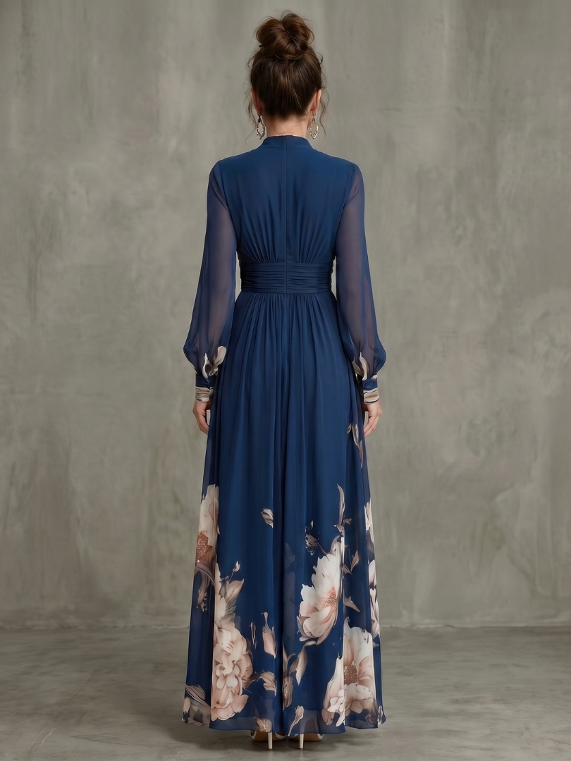 Emily | Navy Floral Hem Maxi Dress