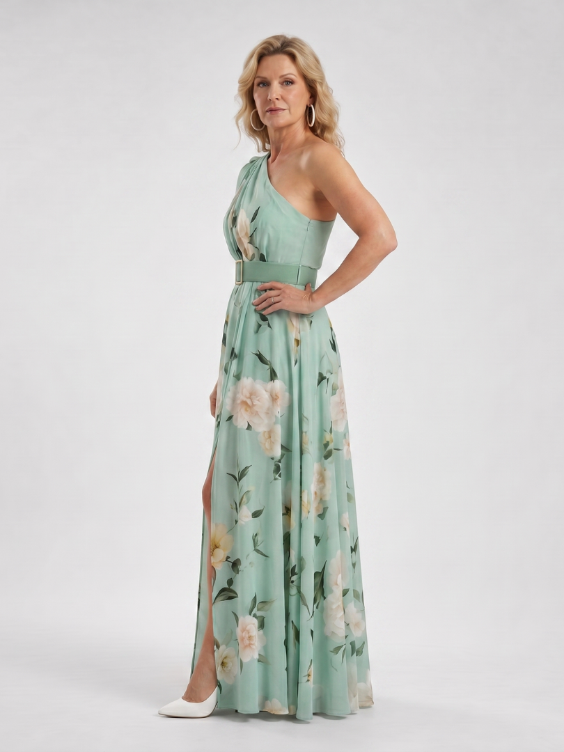 Ruth | Mint One-Shoulder Maxi Dress