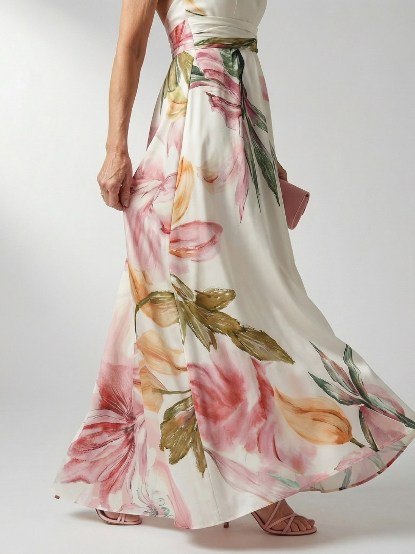 Monica | Floral Print Tie-Belt Maxi Dress