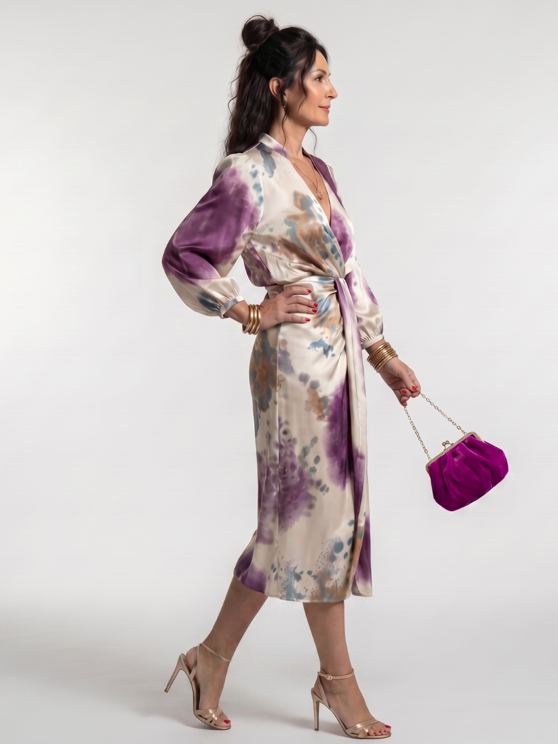 Pamela | Watercolour Print Wrap Dress