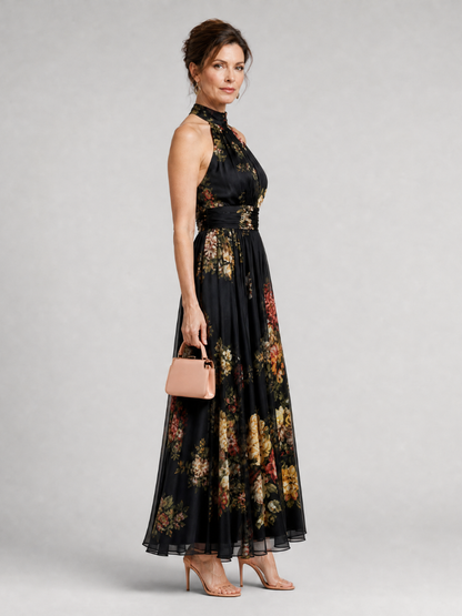 Penelope | Black Rose Print Maxi Dress