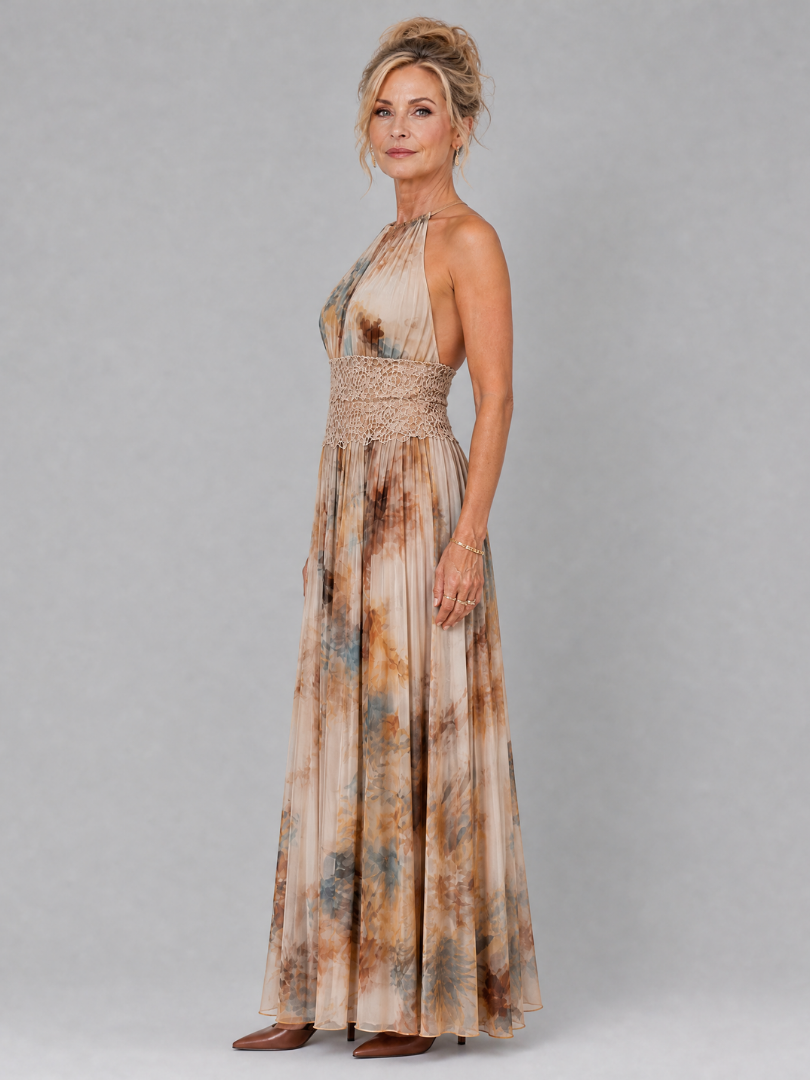 Susannah | Floral Print Maxi Dress with Lace Waist