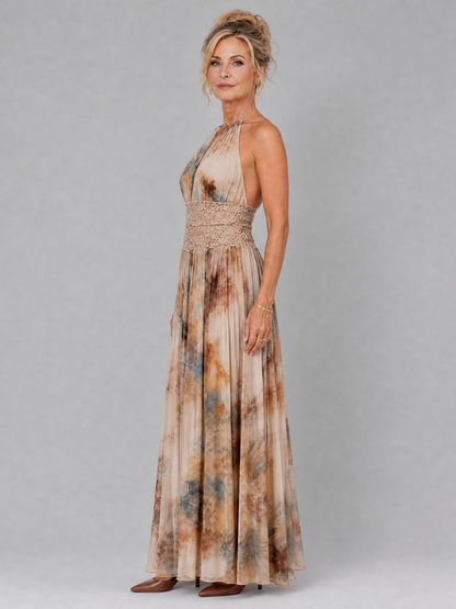 Susannah | Floral Print Maxi Dress with Lace Waist