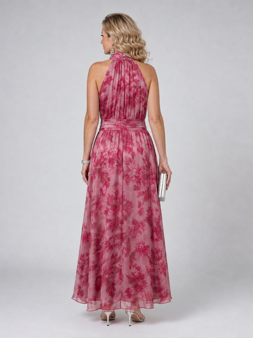 Belinda | Berry Floral Print Midi Dress