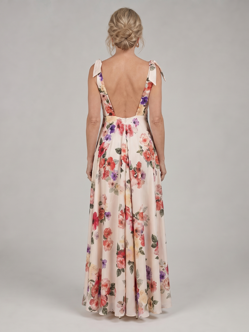 Rose | Cream Rose Print Maxi Dress