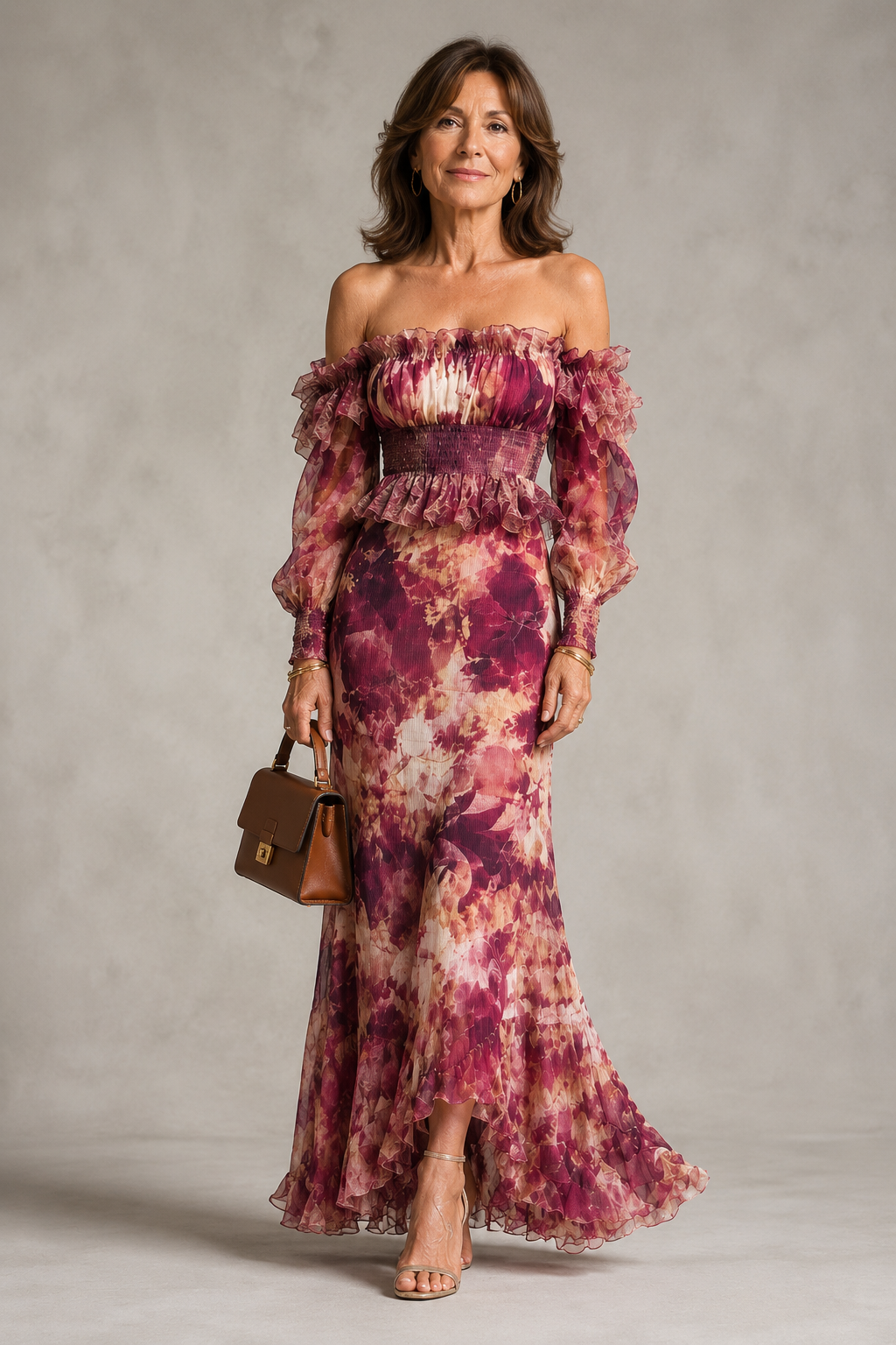 Isadora | Berry Floral Off-Shoulder Jumpsuit