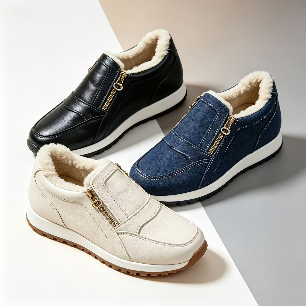 Jennifer | Double-Zip Fleece-Lined Trainers