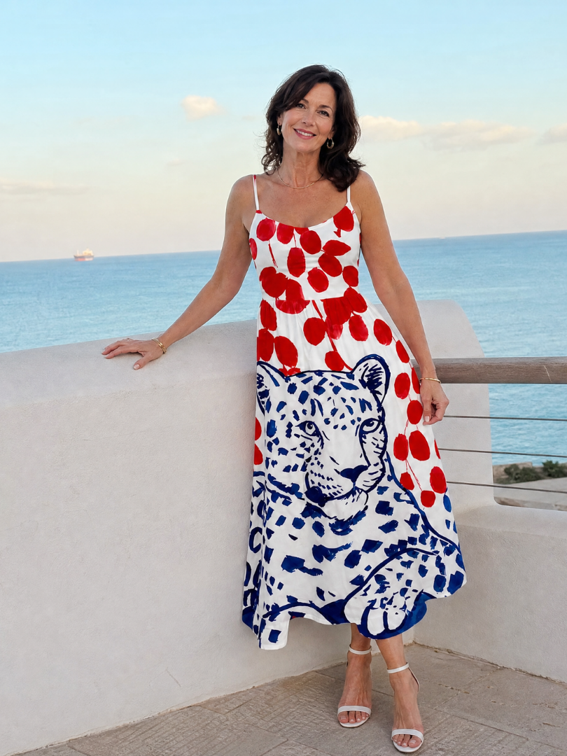 Nell | Leopard & Spot Print Midi Dress