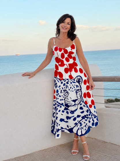Nell | Leopard & Spot Print Midi Dress