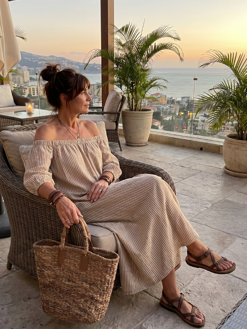 Olivia | Striped Off-the-Shoulder Maxi Dress