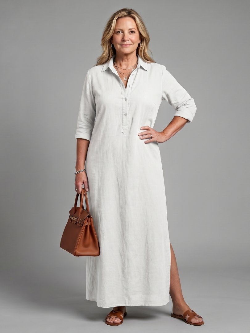 Philippa | Olive Linen-Look Maxi Dress