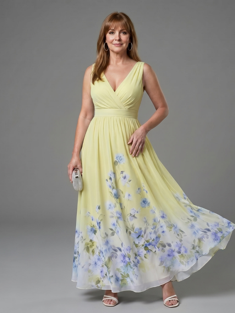 Hannah | Navy Floral Hem Maxi Dress