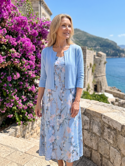 Denise | Floral Print Midi Dress with Matching Bolero