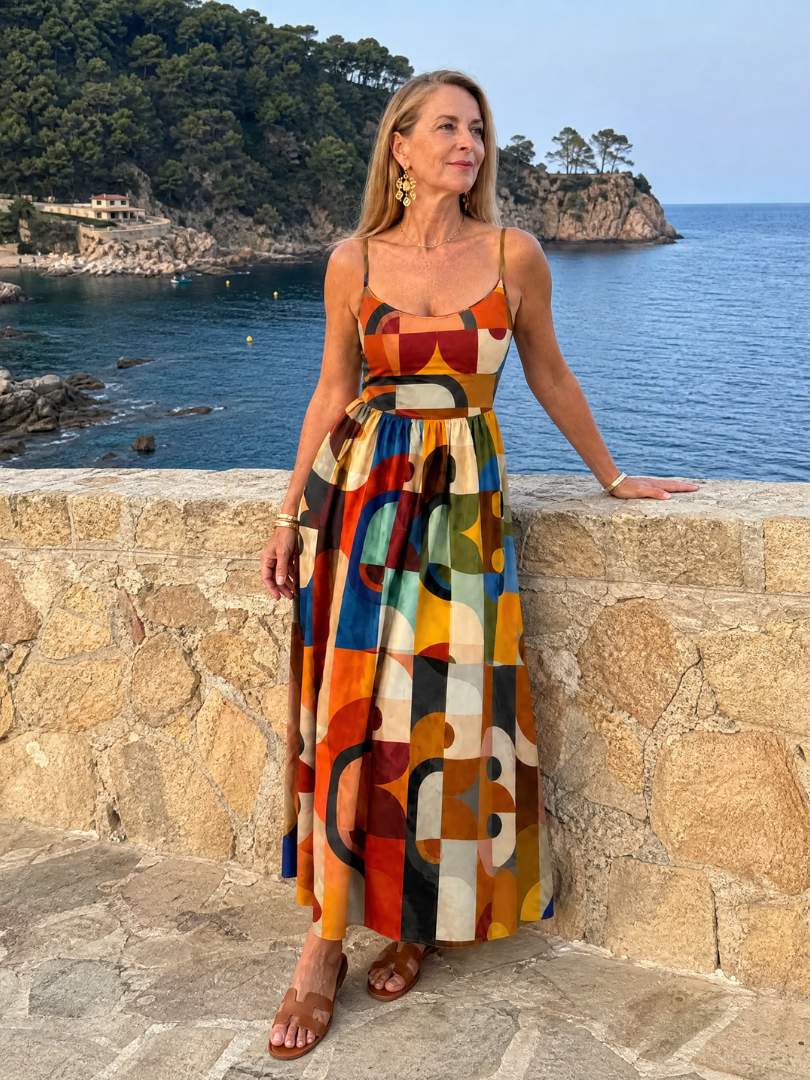 Ursula | Geometric Print Midi Dress