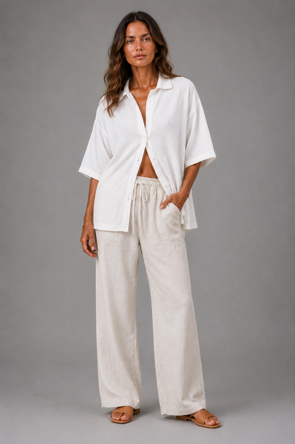 Lottie | White Relaxed Open-Front Shirt