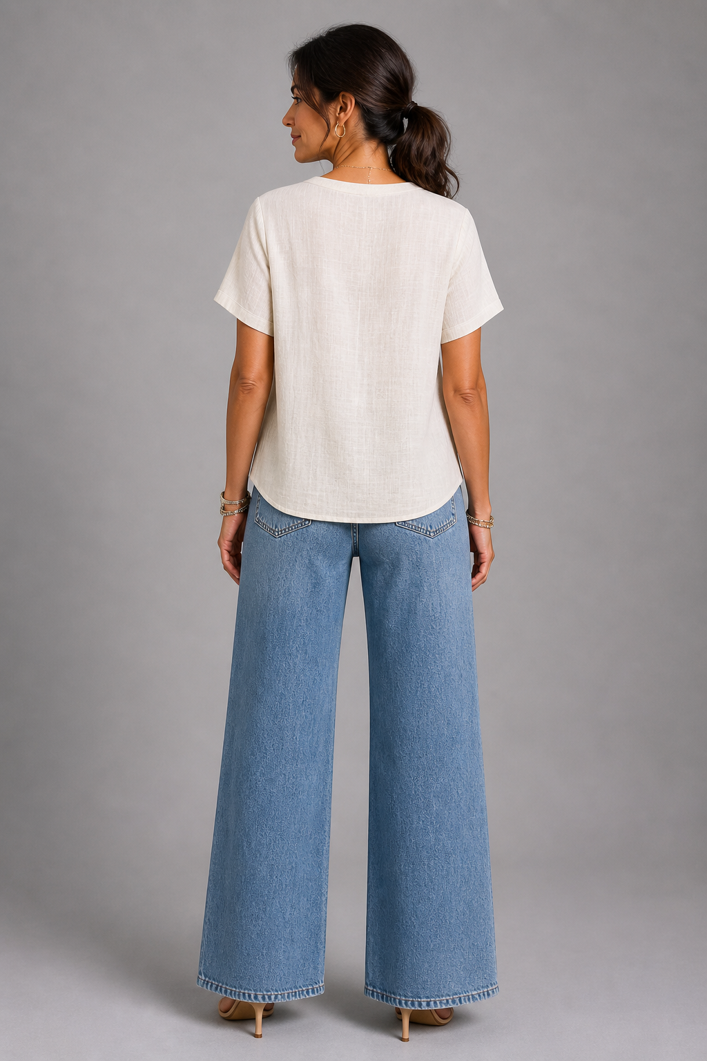 Mia | White Button Placket Top
