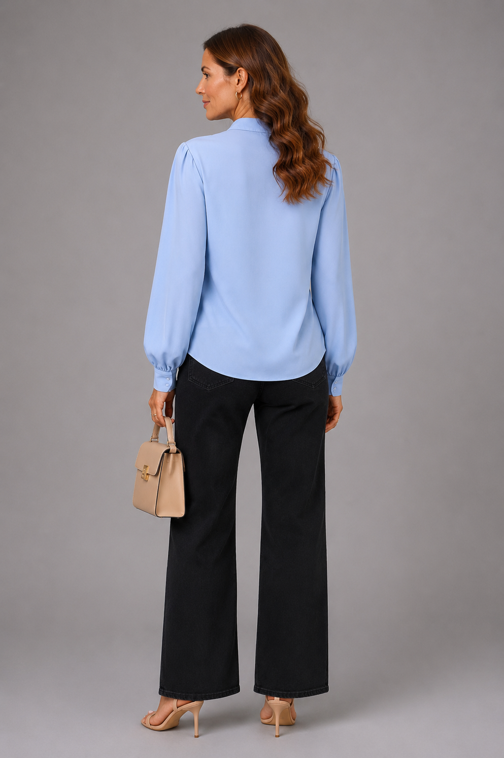 Connie | Light Blue Balloon Sleeve Blouse