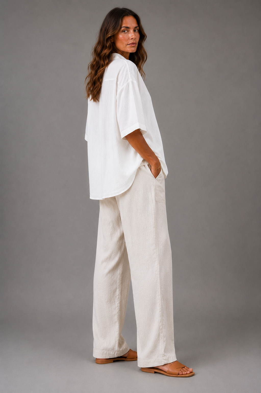 Lottie | White Relaxed Open-Front Shirt