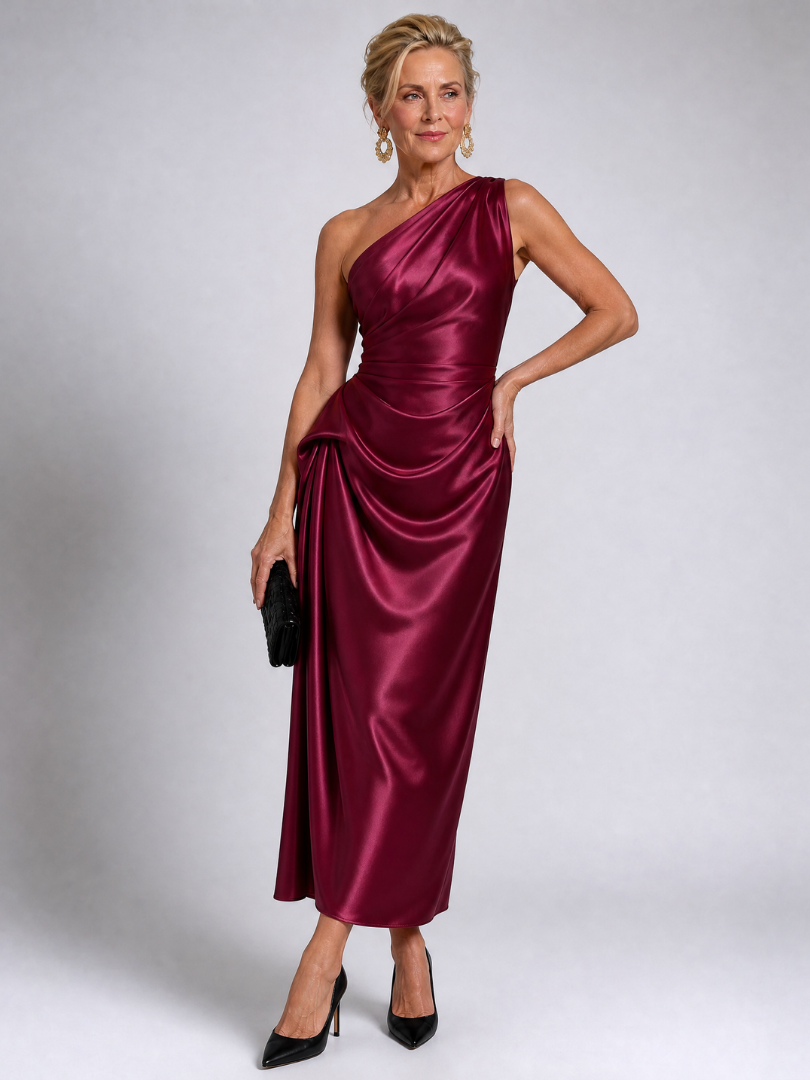Cora | Champagne One-Shoulder Maxi Dress