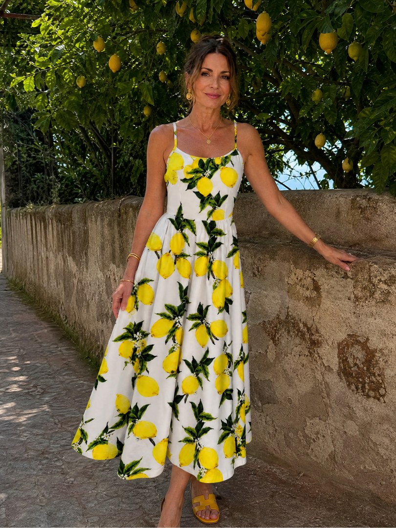 Erica | Lemon Print Midi Dress