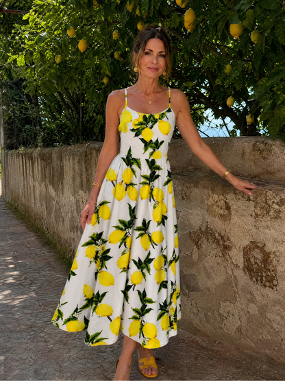 Erica | Lemon Print Midi Dress