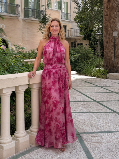 Belinda | Berry Floral Print Midi Dress