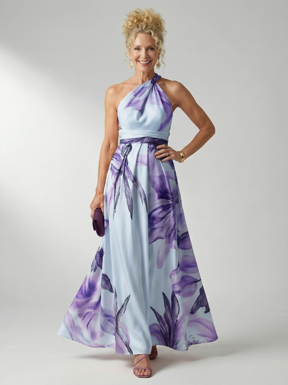 Monica | Floral Print Tie-Belt Maxi Dress