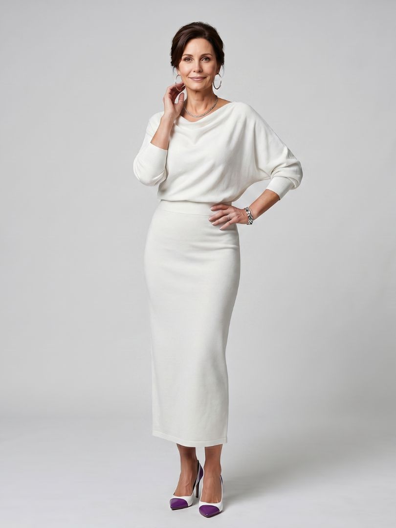 Clare | Grey Cowl-Neck Knitted Dress
