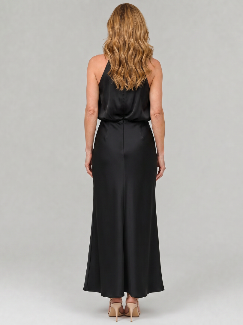 Marion | Burgundy Draped-Neck Maxi Dress