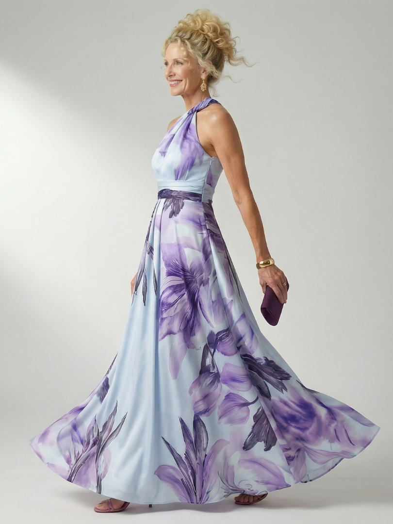Monica | Floral Print Tie-Belt Maxi Dress