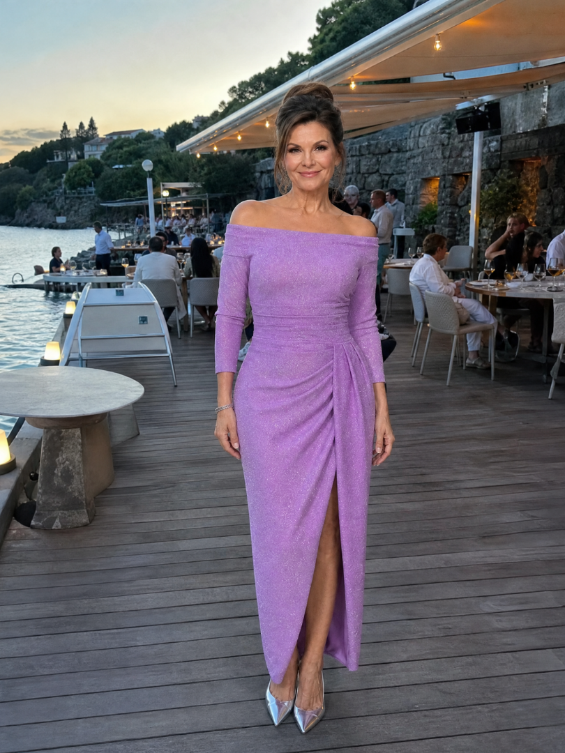 Wilma | Lilac Off-Shoulder Midi Dress