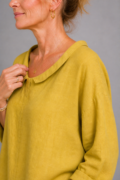 Tess | Mustard Peter Pan Collar Blouse