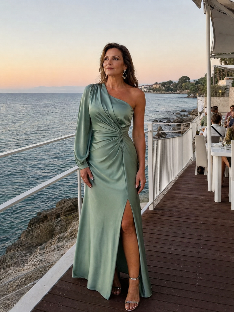 Alma | Royal Blue One-Shoulder Maxi Dress
