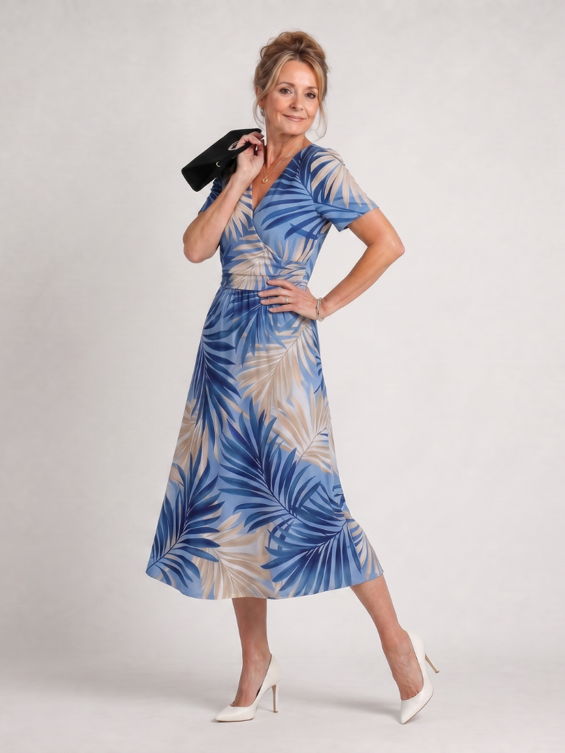Tracey | Light Blue Floral Print Midi Dress
