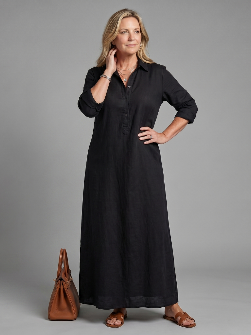 Philippa | Olive Linen-Look Maxi Dress