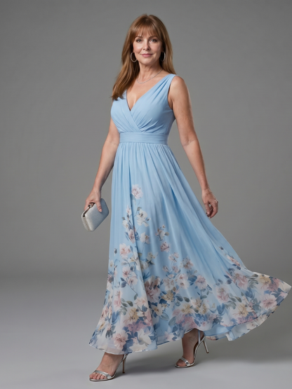 Hannah | Navy Floral Hem Maxi Dress