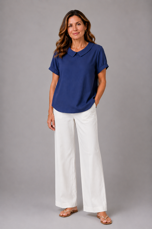 Ruth | Navy Peter Pan Collar Blouse