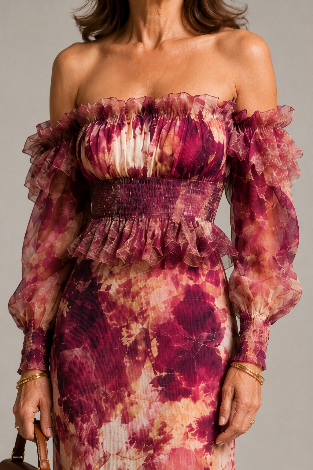 Isadora | Berry Floral Off-Shoulder Jumpsuit