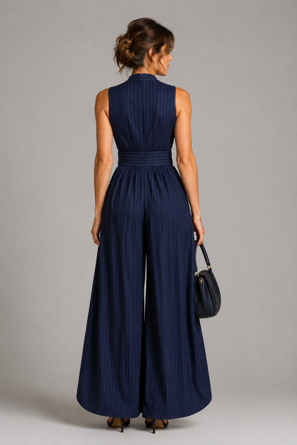 Iona | Navy High-Neck Wide-Leg Jumpsuit