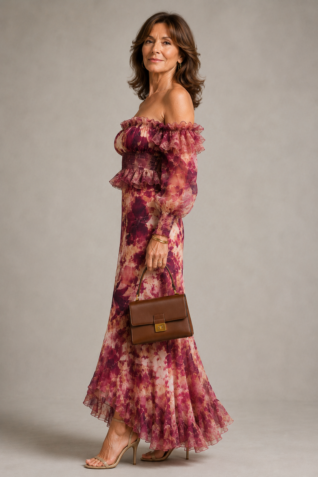 Isadora | Berry Floral Off-Shoulder Jumpsuit