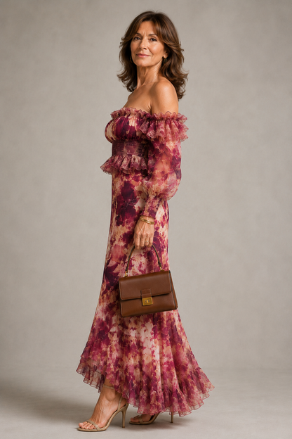 Isadora | Berry Floral Off-Shoulder Jumpsuit