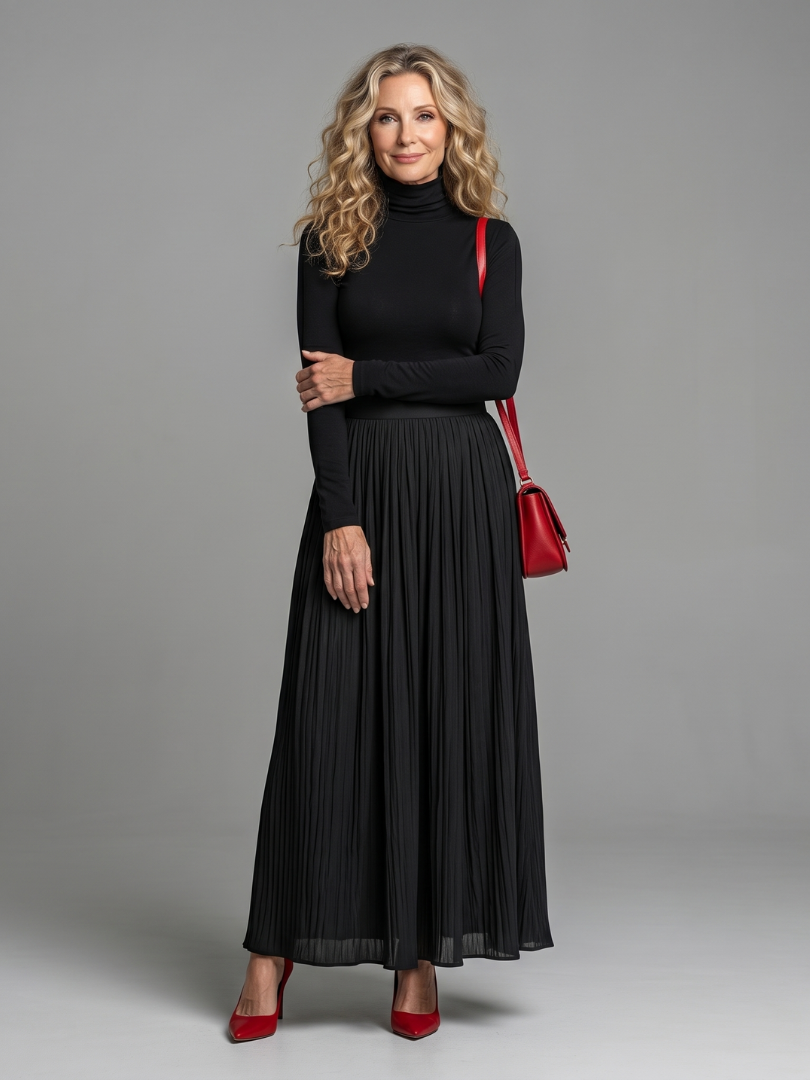 Abigail | Roll-Neck Pleated Skirt Dress