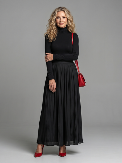 Abigail | Roll-Neck Pleated Skirt Dress