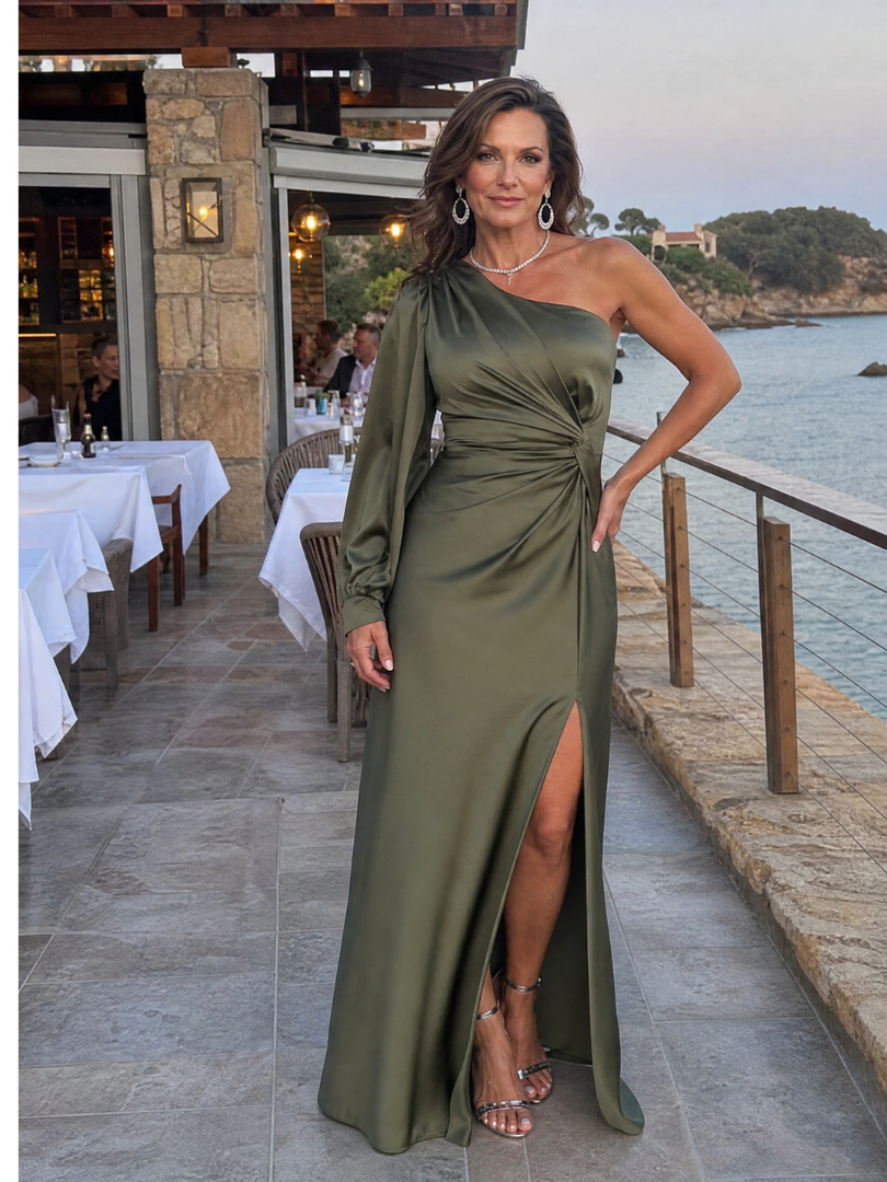 Alma | Royal Blue One-Shoulder Maxi Dress