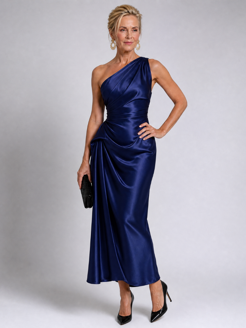 Cora | Champagne One-Shoulder Maxi Dress