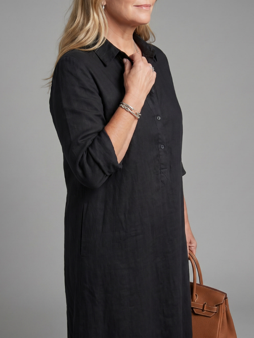 Philippa | Olive Linen-Look Maxi Dress