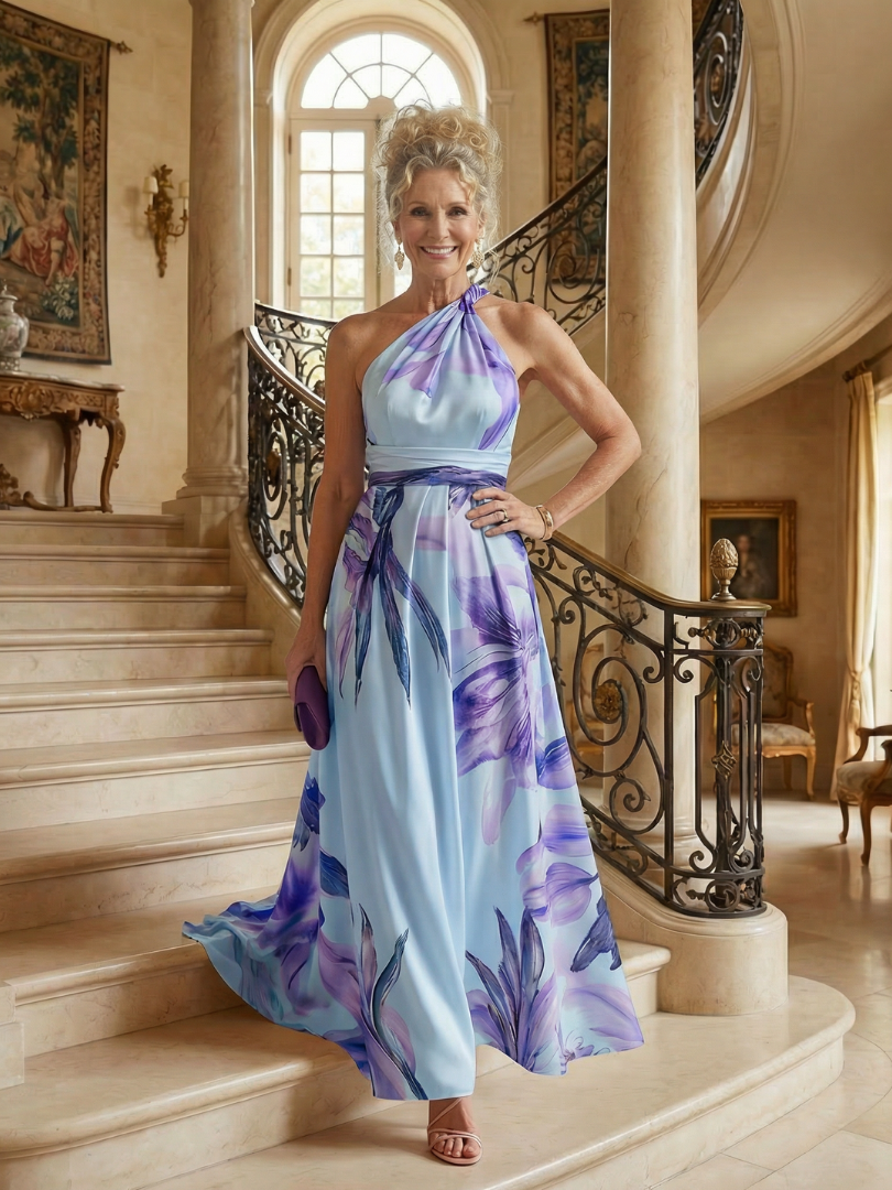 Monica | Floral Print Tie-Belt Maxi Dress